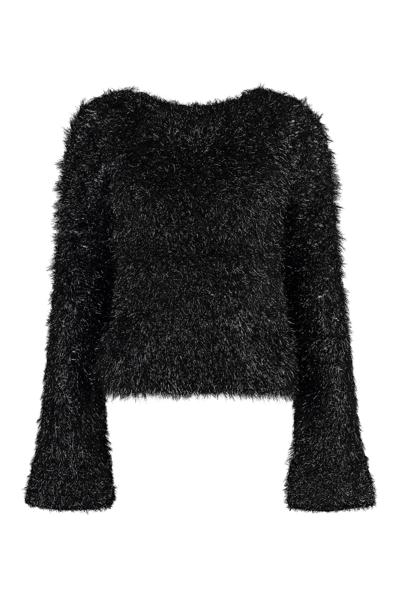 Shop Victoria Beckham Long Sleeve Crew-neck Sweater In Black