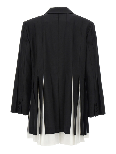 Shop Sacai Pleated Blazer Dress In Black