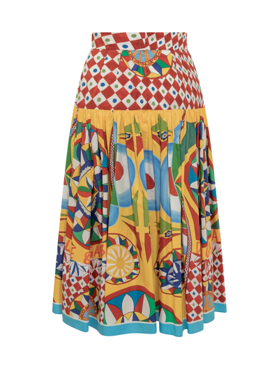 Shop Dolce & Gabbana Cart Print Skirt In Carretto Logo Rosso