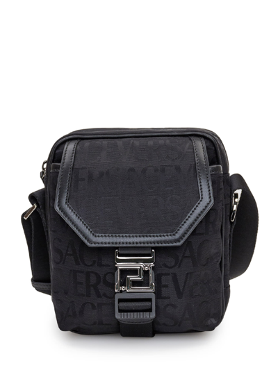 Shop Versace Crossbody Bag With Logo In Nero-rutenio