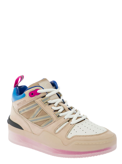 Shop Moncler Pivot Multicolor High-top Sneakers With Reflective Straps In Leather Woman