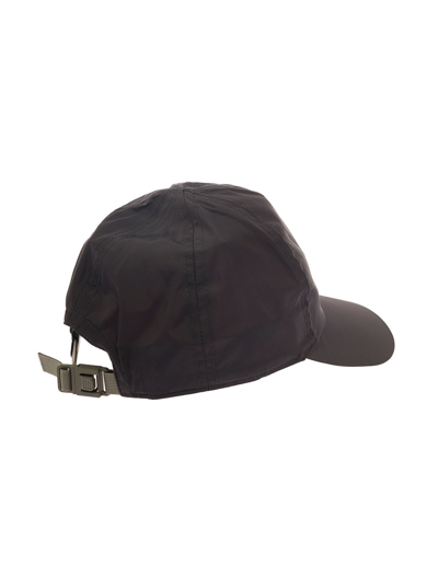 Shop Moncler Black Baseball Cap With Logo Embroidery In Polyamide Man
