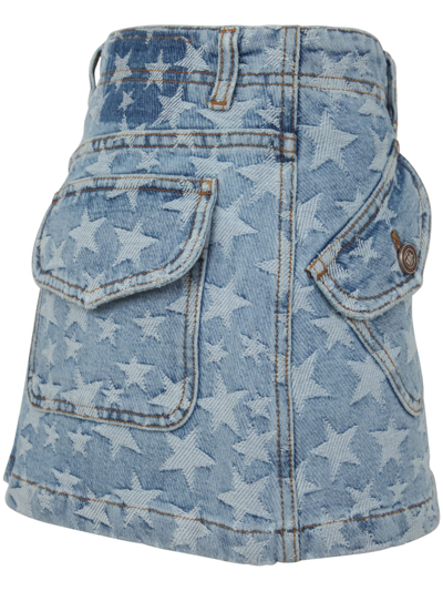 Shop Erl Womens Denim Jacquard Short Skirt Woven In Light Blue