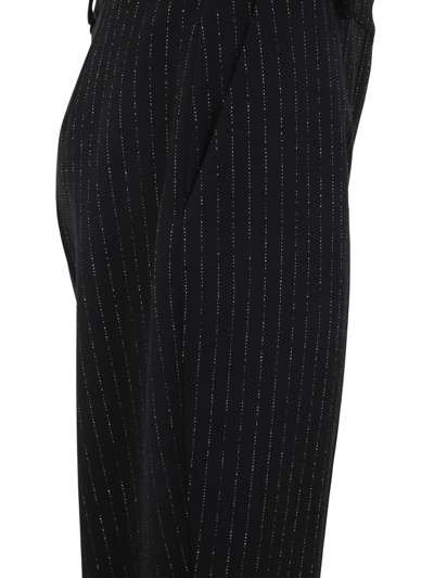 Shop Balmain Hw Lurex Striped Straight Pants In Ead Noir Or