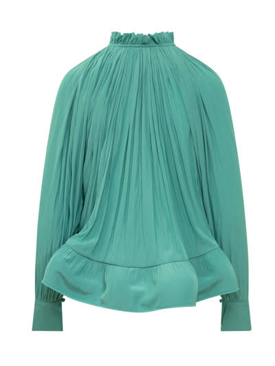 Shop Lanvin Ruggle Charmeuse Blouse In Jade