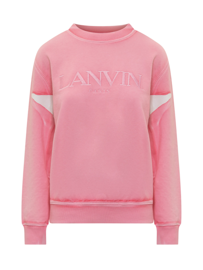 Shop Lanvin Overprinted Sweatshirt In Peony Pink