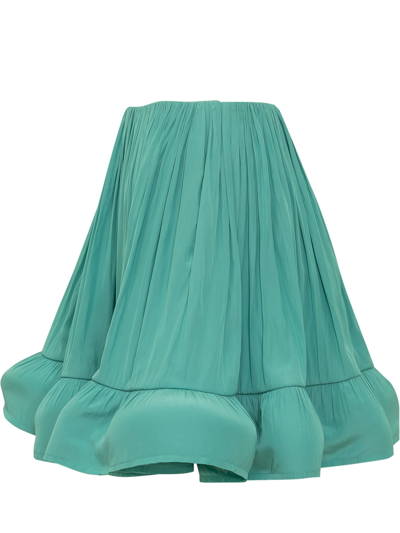 Shop Lanvin Charmeuse Ruffle Skirt In Jade