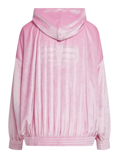 Shop Balenciaga Zip-up Hoodie In Pink