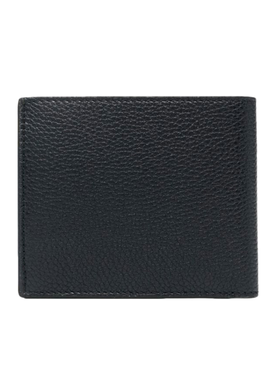 Shop Tom Ford Soft Grain Leather T Line Classic Bifold Wallet W/ Coin Slot In Black