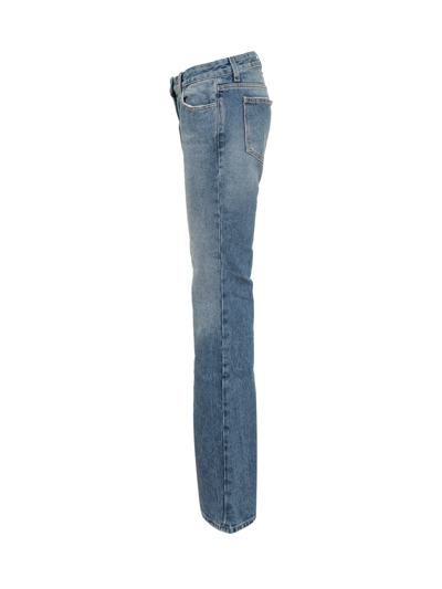 Shop Off-white Arrow Flared Jeans In Blue