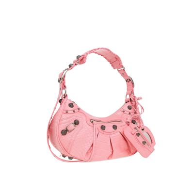 Shop Balenciaga Cagole Leather Bag In Pink