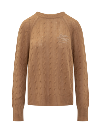 Shop Etro Sweater With Pegaso In Beige