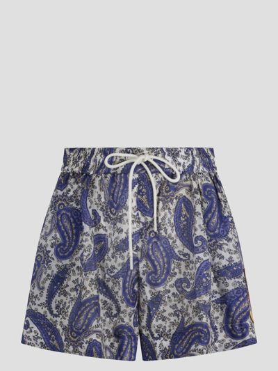 Shop Zimmermann Devi Relaxed Shorts In Blue