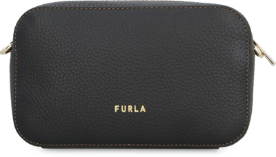 Shop Furla Primula Leather Mini Crossbody Bag In Black