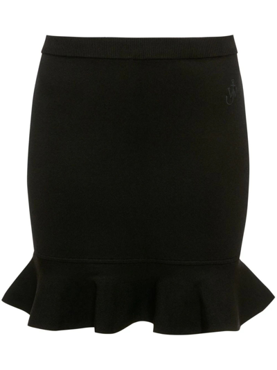 Shop Jw Anderson Ruffled Hem Mini Skirt In Nero