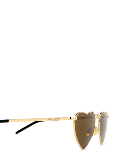 Shop Saint Laurent Sl 301 Gold Sunglasses
