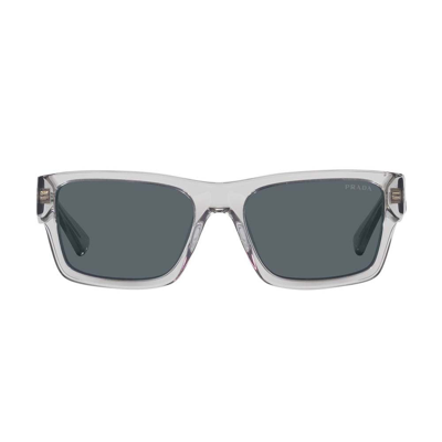 Prada Rectangle-frame Sunglasses In Grigio Trasparente/blu