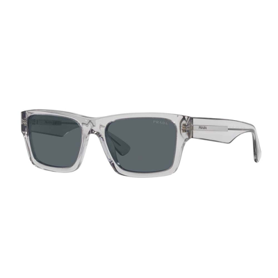 Prada Rectangle-frame Sunglasses In Grigio Trasparente/blu
