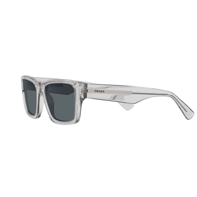 Prada Rectangle-frame Sunglasses In Grigio Trasparente/blu