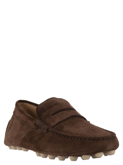 Shop Tod's Suede Moccasin Moccasin In Brown