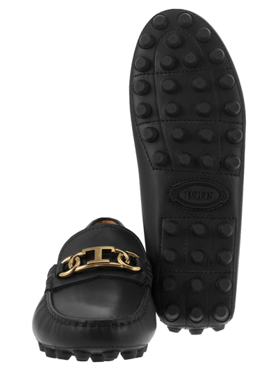 Shop Tod's Leather Moccasin In Black