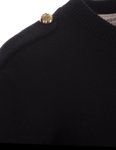 Shop Alexander Mcqueen Black Wool And Cashmere Peplum Sweater In Nero