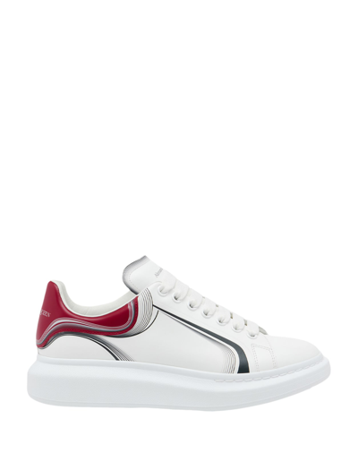 Shop Alexander Mcqueen Oversized Sneakers In White And Garnet In Bianco