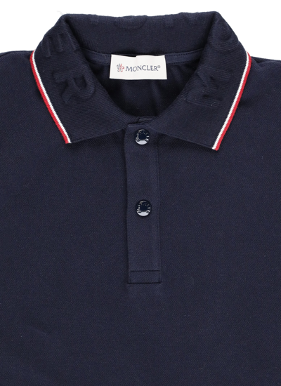 Shop Moncler Cotton Polo Shirt In Blue