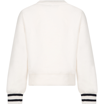 Shop Tommy Hilfiger Ivory Sweatshirt For Girl With Logo
