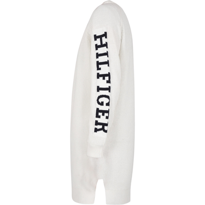 Shop Tommy Hilfiger White Dress For Girl With Logo