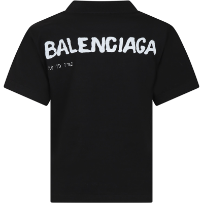 Shop Balenciaga Black T-shirt For Kids With Logo