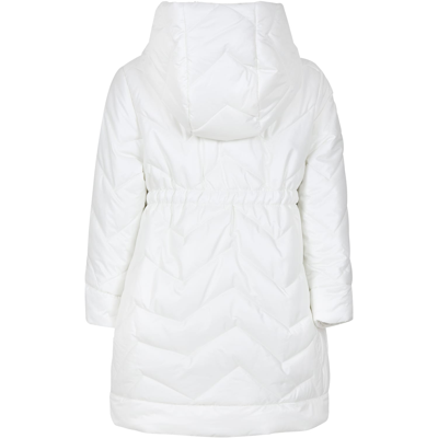 Shop Monnalisa White Down Jacket For Girl With Logo