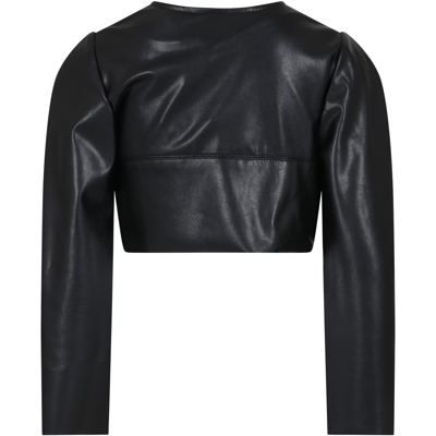 Shop Monnalisa Black Jacket For Girl With Logo