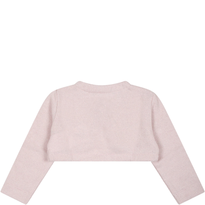 Shop Monnalisa Pink Cardigan For Baby Girl With Logo