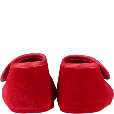 Monnalisa Red Flat Shoes For Baby Girl With Hearts In Red
