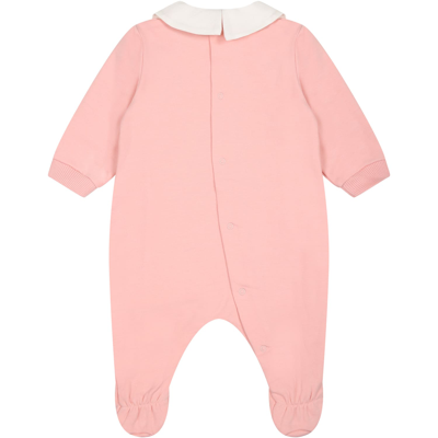 Shop Moschino Pink Babygrow For Baby Girl With Teddy Bear