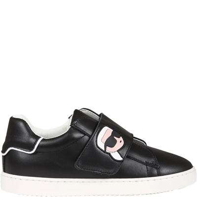 Shop Karl Lagerfeld Black Sneakers For Kids With Karl