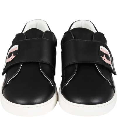 Shop Karl Lagerfeld Black Sneakers For Kids With Karl