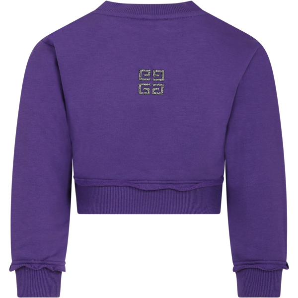 Givenchy Kids logo-embroidered cropped sweatshirt - Purple