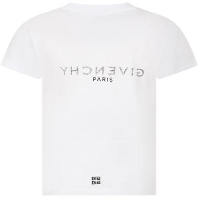 Shop Givenchy White T-shirt For Kids With Logo