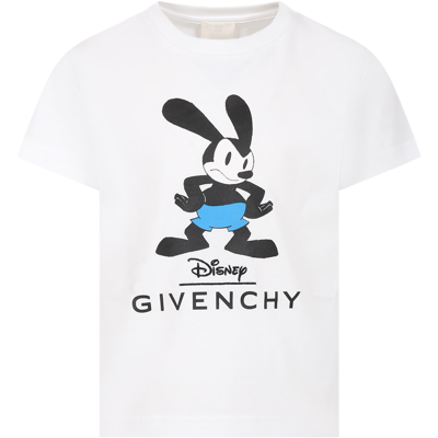 Shop Givenchy White T-shirt For Kids With Oswald And Logo