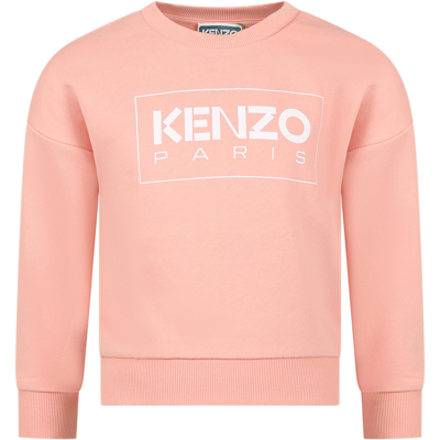 Shop Kenzo Pink Sweathshirt For Girl With Logo