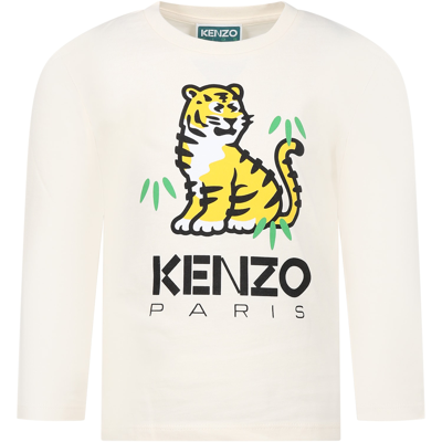 Shop Kenzo White T-shirt For Kids With Logo