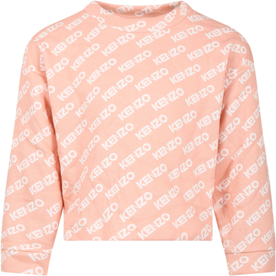 Shop Kenzo Pink Sweatshirt For Girl With Logo