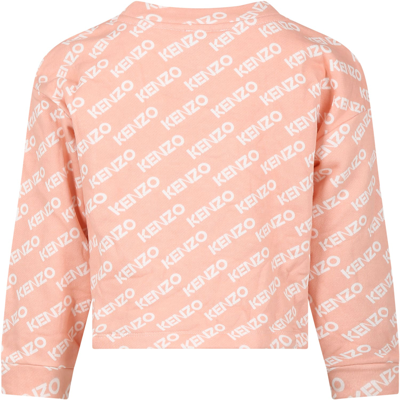 Shop Kenzo Pink Sweatshirt For Girl With Logo