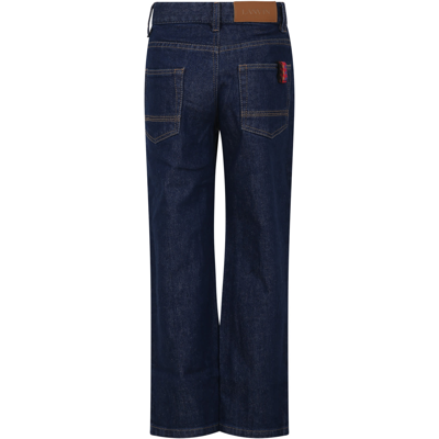 Lanvin Light-blue Jeans For Boy With Embroidered Logo In Denim
