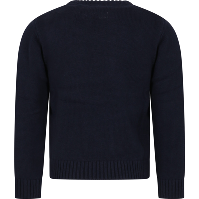 Shop Timberland Blue Sweater For Boy With Iconic Logo