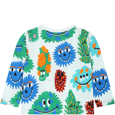 Stella Mccartney Light Blue T-shirt For Baby Boy With Print In White