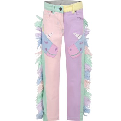 Shop Stella Mccartney Multicolor Jeans For Girl With Unicorns