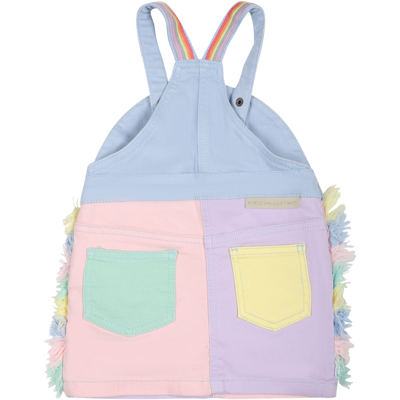 Stella Mccartney Multicolor Dungarees For Baby Girl With Patch Logo In Multicolor